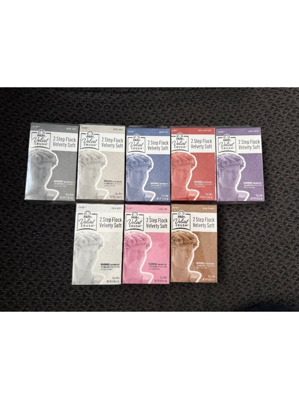 FolkArt Velvet Crush 2 Step Flock Paint Kit 7 Colors Velvety Soft Texture